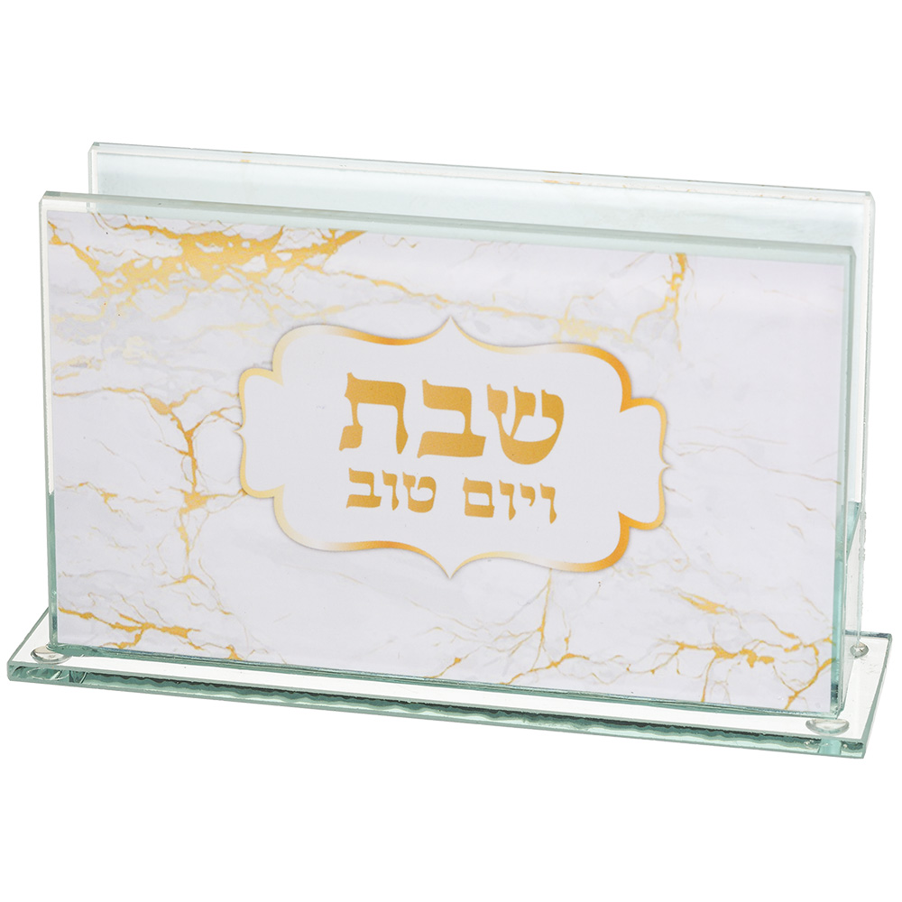 מחזיק גפרורים זכוכית עם הדפסה דגם שיש 6.5×4 ס״מ