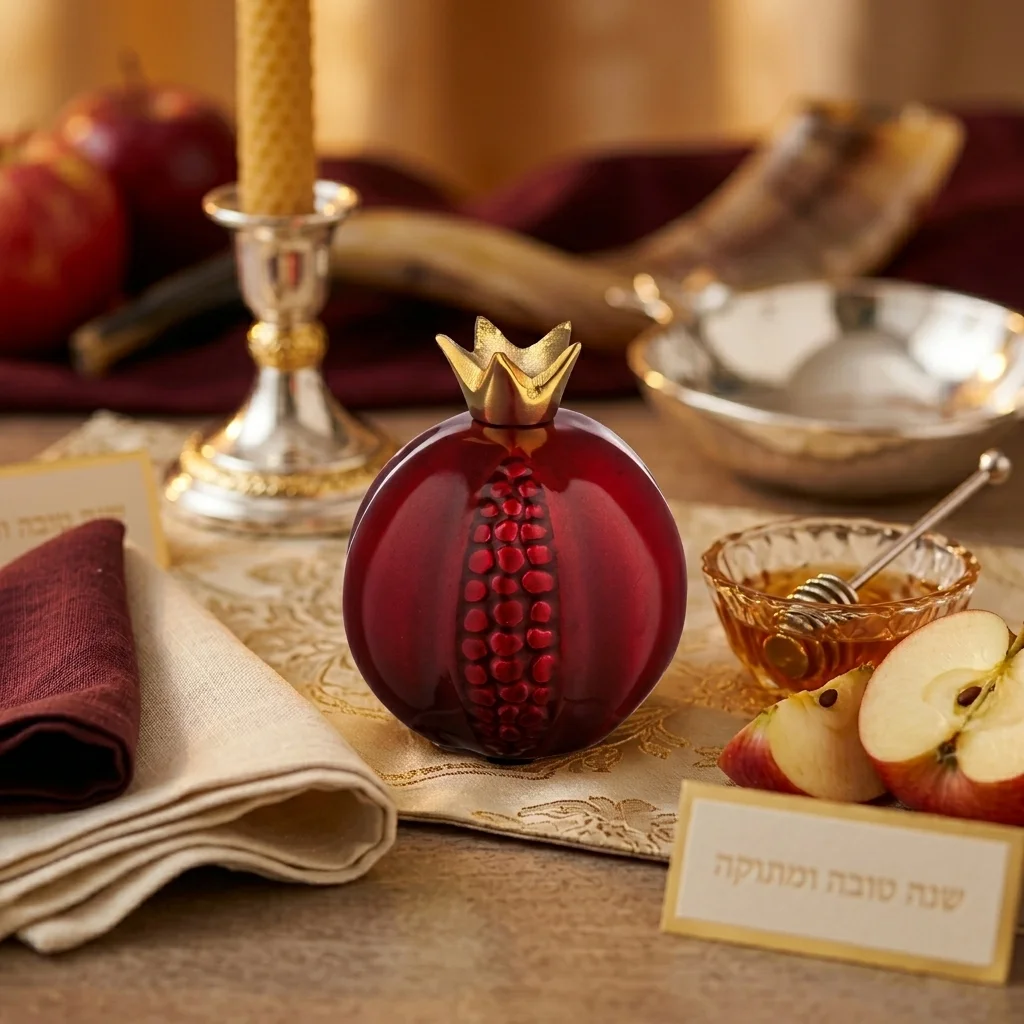 Aluminium Pomegranate Dark Red 12*10 cm - Gold, Maroon