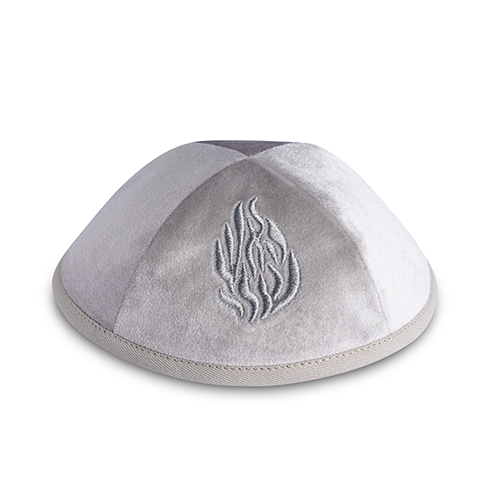 Velvet Kippah "Art-man" with Embroidery Size 3- Light Gray