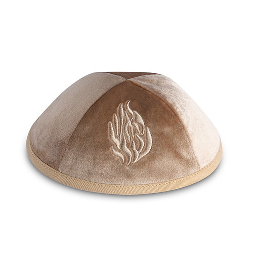 Velvet Kippah "Art-man" with Embroidery Size 3- Gold