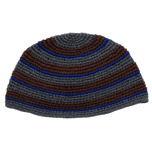 Frik Kippah 26 cm- Gray and Brown Stripes