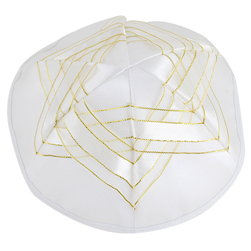 Satin Kippah 19 cm with Magen David - Gold