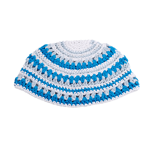 Frik Kippah 23 cm L. Blue- Gray Stripes