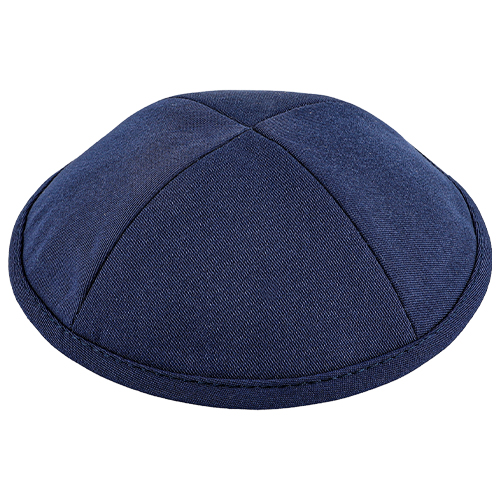 Fabric Kippah Size 2, 17.5 cm- Glossy Blue - Dark Blue