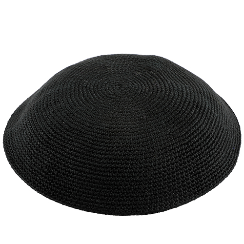 Knitted D.m.c Kippah 16 cm - Stiff Black
