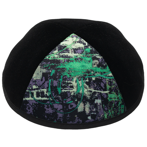 Velvet Plush Black Kippah 4 Parts, 19 cm Size 3