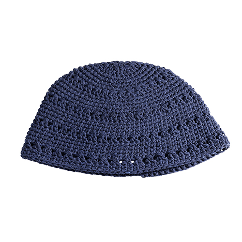 Frik Kippah 22 cm- Blue with Holes - Dark Blue