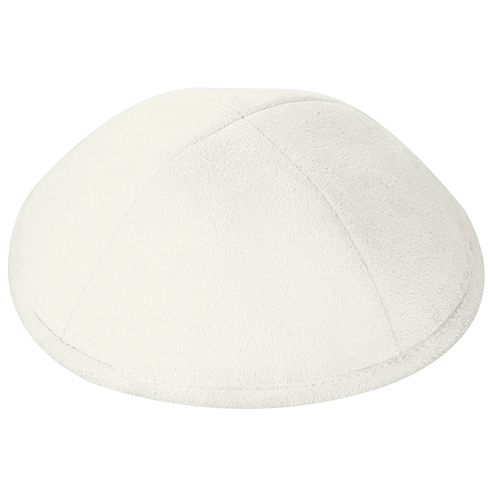 Ultra Suede Kippah 18 cm- with Pin Spot- White