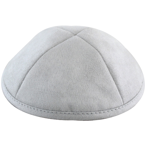 Ultra Suede Kippah 19 cm- with Pin Spot- Gray