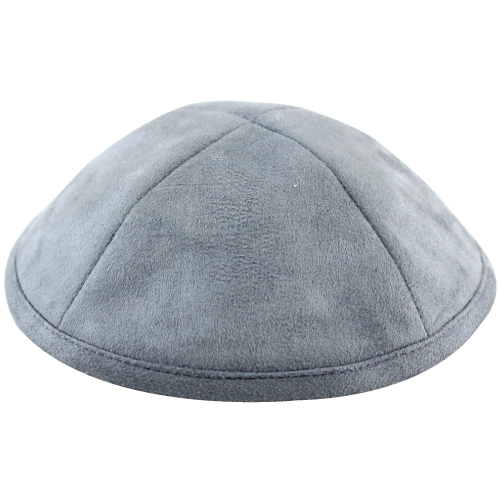 Ultra Suede Kippah 19 cm- with Pin Spot- Dark Gray