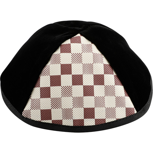 Velvet Plush Black Kippah 4 Parts, 20 cm Size 4