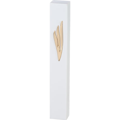 Polymer "Concrete" Mezuzah 20 cm, Stone - Like, White - Gold