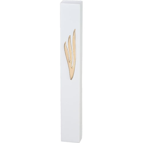 Polymer "Concrete" Mezuzah 25 cm, Stone - Like, White - Gold