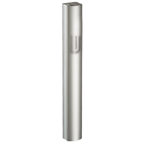 Aluminium Mezuzah 12 cm- Dotted Design in Matte Silver, with the Letter "Shin"
