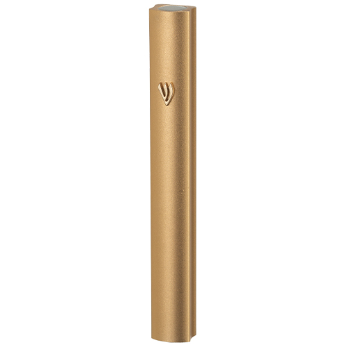 Aluminum Mezuzah with Metal Shin 15 cm- Gold