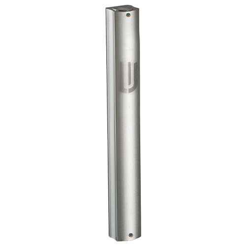 Aluminum Mezuzah 12 cm- Dotted Silver, "Shin" - Matte