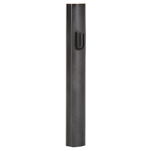 Black Aluminum Mezuzah 12cm, Black Printed Shin