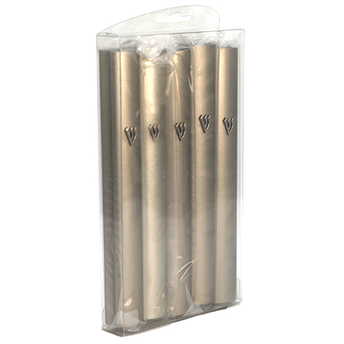 Aluminum Mezuzah with Metal Shin 12 cm- Champagne