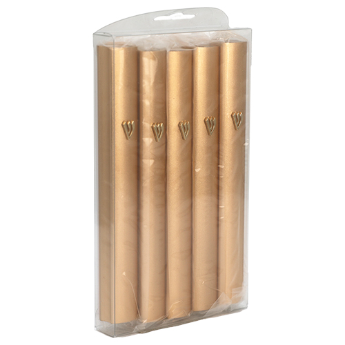 Aluminum Mezuzah with Metal Shin 12 cm- Gold