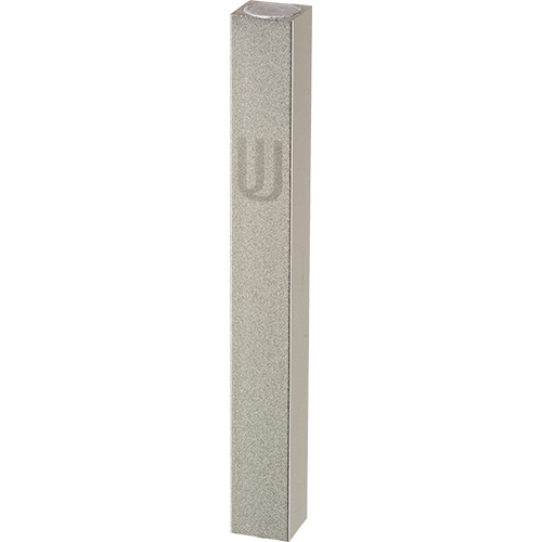 Aluminum Mezuzah 10 cm - Matte Silver, Printed "Shin"