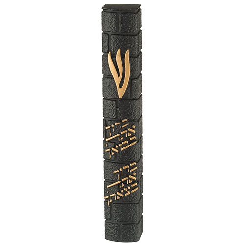 Stone-like "Kotel" Mezuzah 15 cm- Black