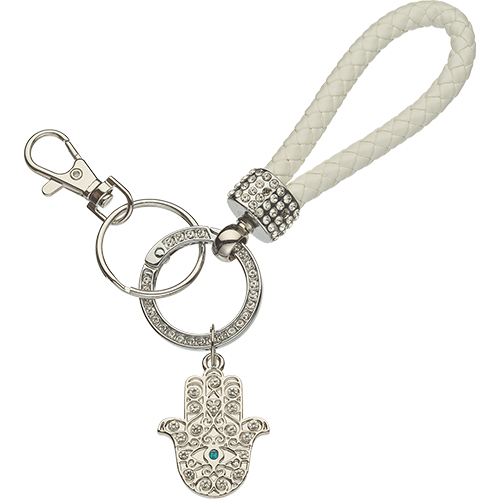 Nickel Hamsa Keyholder with Stone Inlay