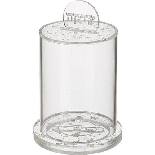 Lucite Tzedakah Box 16*10 cm- Silver