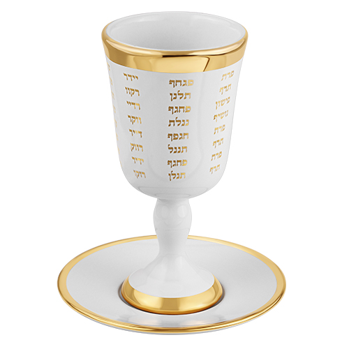 Ceramic Kiddush Cup 15 cm with Saucer