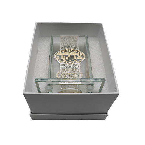 Crystal Tzedakah Box 12*9 cm with Plaque