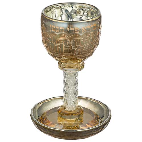 Crystal Kiddush Cup 16 cm with Stones Contain 130ml // 4.3oz