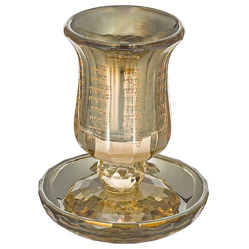 Crystal Kiddush Cup with Stem "the Bible Rivers" 13 cm Contain 100ml // 3.4oz