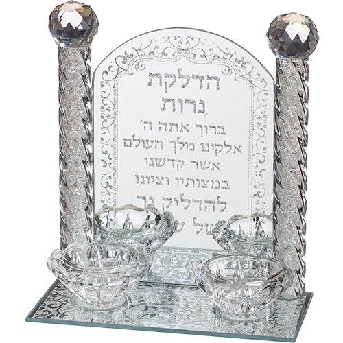 פמוטי קריסטל מהודרים "הדלקת נרות" 18.5×16 ס״מ