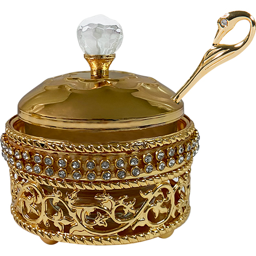 כלי לדבש פיליגרין "עיטורים" גימור זהב 10 ס״מ