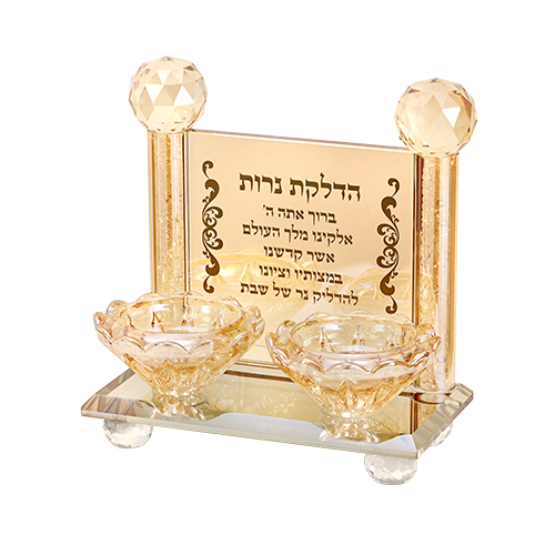 פמוטי קריסטל מהודרים עם הדלקת נרות 12.5×7 ס״מ