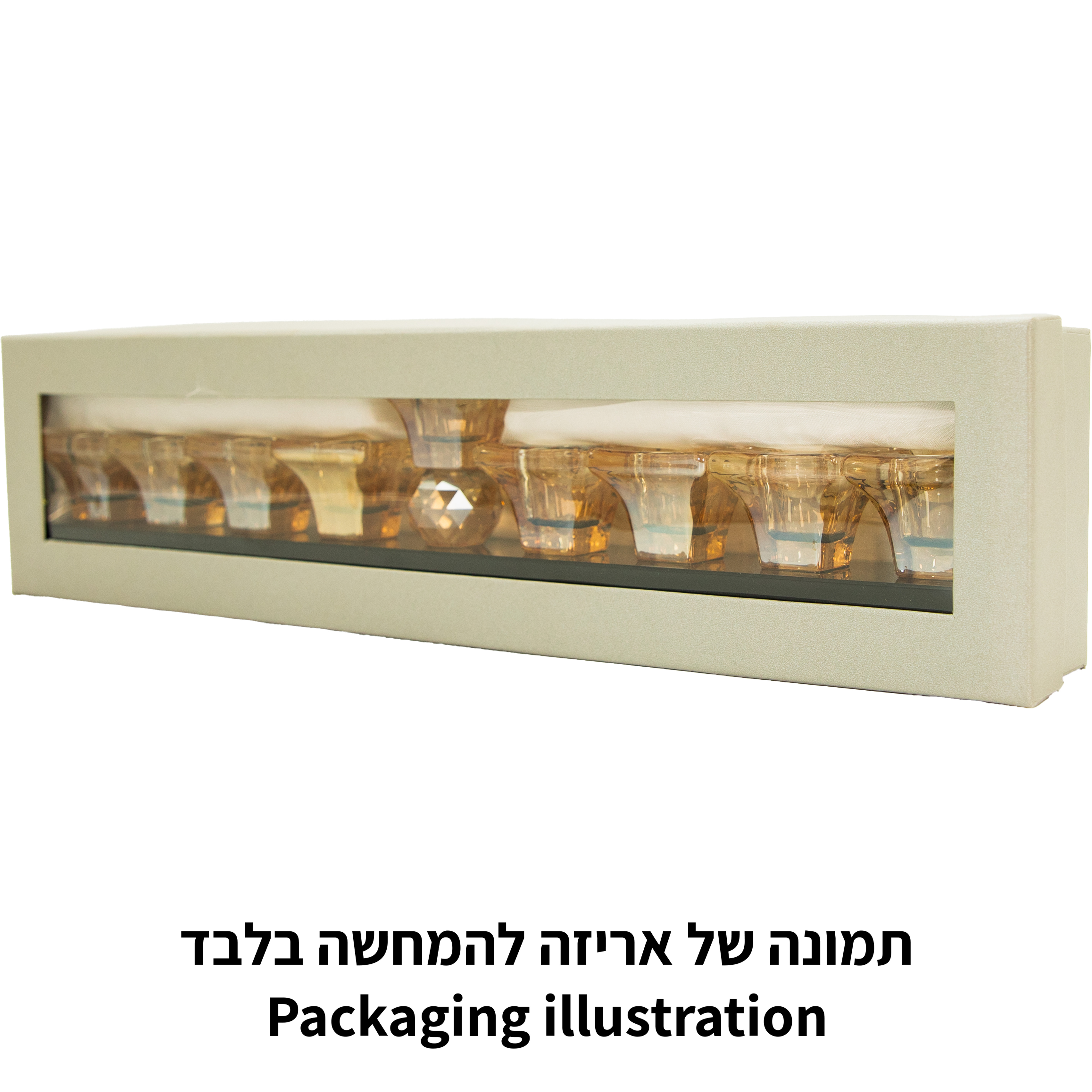 חנוכייה קריסטל מהודרת - צבעוני 37×6 ס״מ