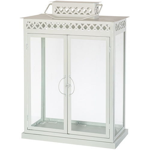 Aluminium and Glass Menorah Box 44*25*52 cm - White