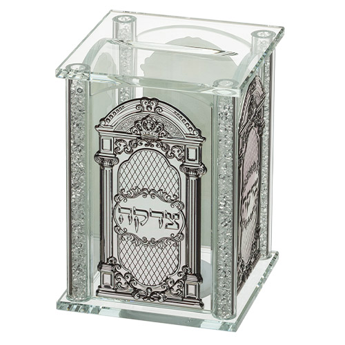 Crystal Tzedakah Box with Plates 13*9 cm