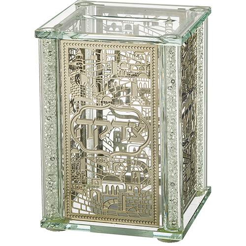 Crystal Tzedakah Box 13*9 cm with Plaque