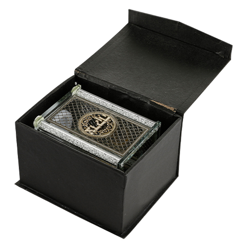 Crystal Tzedakah Box 13*9 cm with Plaque- Ornaments