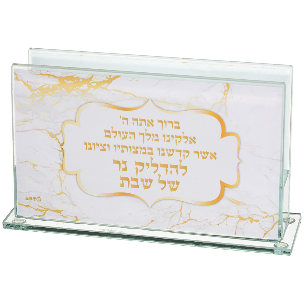 Glass Matches Holder 6.5*4 cm with Print - Marble Design