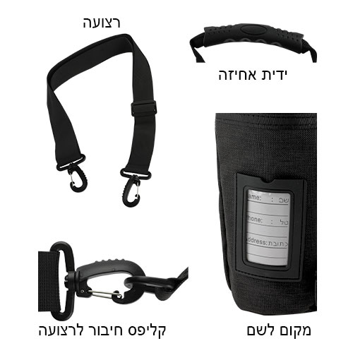 תיק תפ "אדיר" טרמי אפור פשתן לאחסון תפלין 23 ס״מ