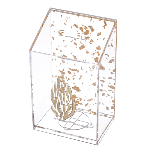Lucite Tzedakah Box 14 cm - Gold