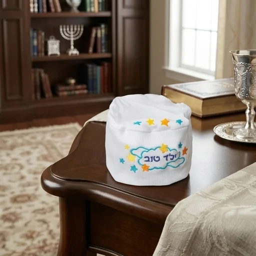 White Night Kippah for Children 22 cm- Yeled Tov