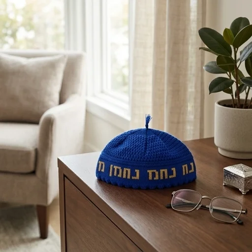 Frik Kippah "Nachman" 24cm- Dark Blue and Yellow