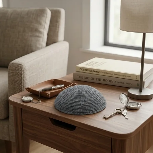 Knitted Kippah 19 cm- Plain Dark Gray - 12 pcs