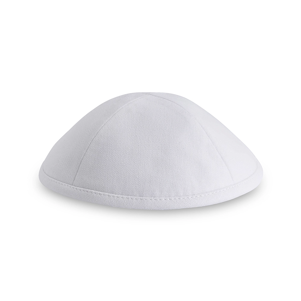 Linen Artman Kippah 18 cm- White