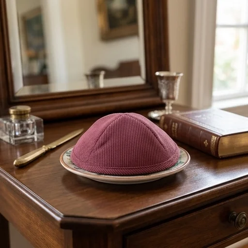 Elegant Fabric Kippah, 17 cm - Pink