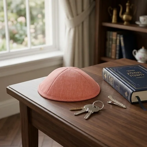 Elegant Fabric Kippah, 17 cm - Pink