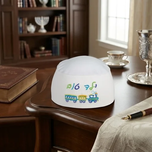 White Night Kippah for Children 22 cm- Yeled Tov