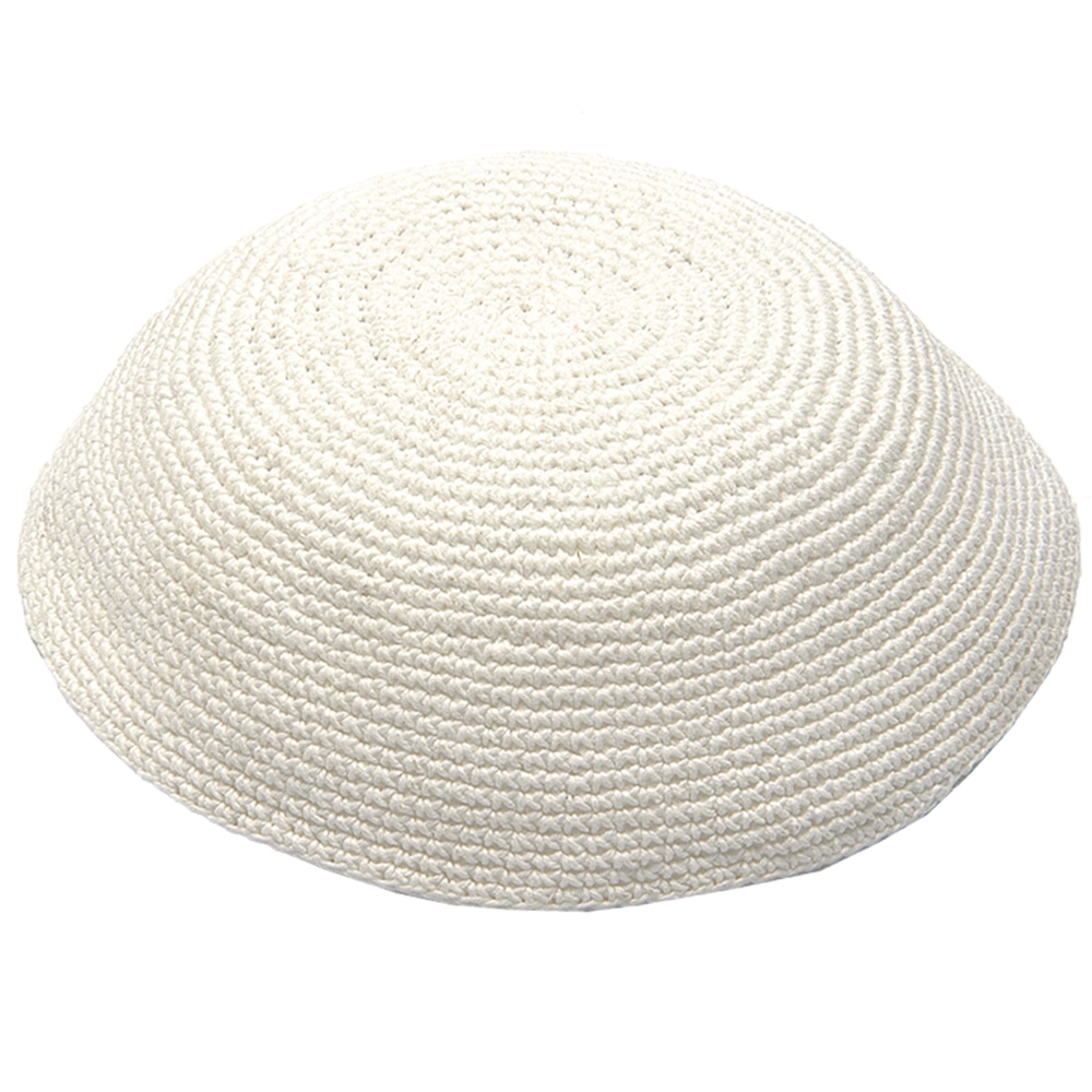Knitted Kippah 19 cm- Plain White